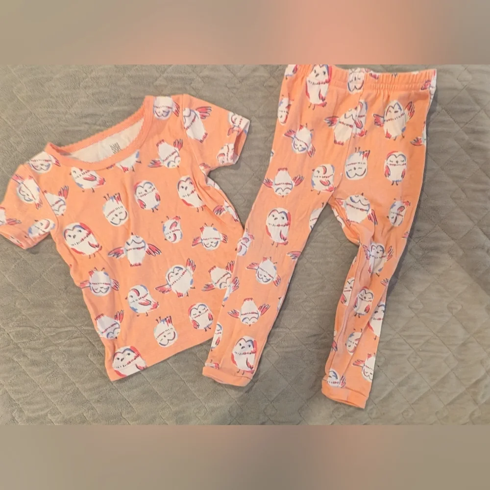 2T Kids Pajamas Set - Owl and Heart Print